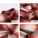 Women's Brushed Plaid Shirts Long Sleeve Flannel Lapel Button Down Cardigan Boyfriend Shacket Jacket Coats (Red, S)