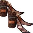 2Pcs Lipstick Organizer, Luxury Leather Lip Gloss Bag, Mini Lipstick Case with Keychain, Girls travel Lipgloss Makeup Storage Holder for Purse Perfume Fingernail Polish (Classic)