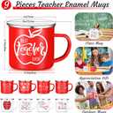 9 Pcs Teacher Appreciation Gift Bulk 12 oz Enamel Coffee Mug Teachers Thank You Gifts for Graduation End of Year Teacher Gift from Students School (Apple)