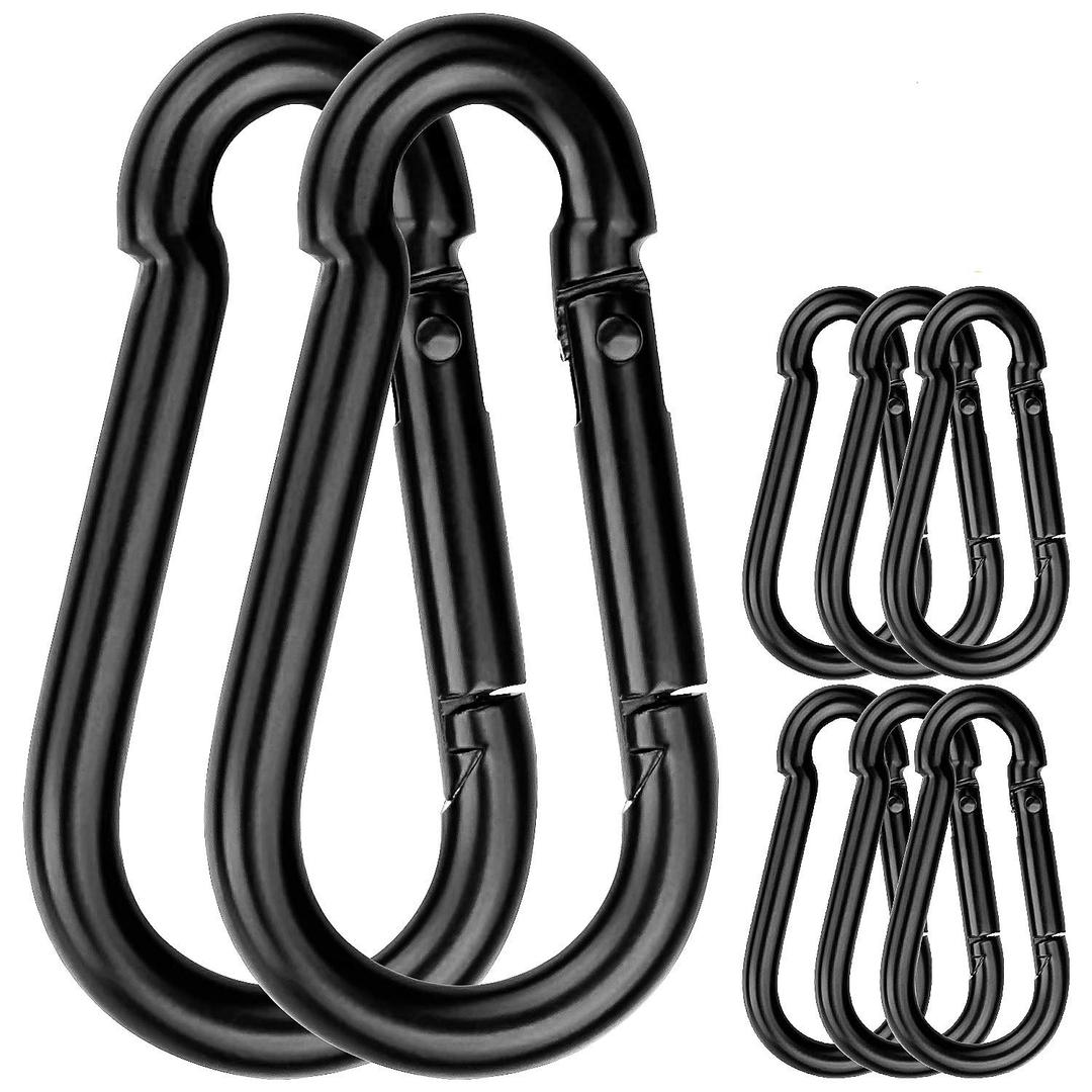 8 Pack Spring Snap Hooks, Heavy Duty Carbon Steel Carabiner Clip, Capacity 500Lbs 5/16x3 Quick Link Buckle Clip for Camping, Fishing, Hiking M8 Key Chain Carabiner for Swing and Hammock