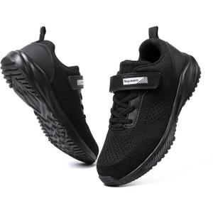 Kids Athletic Tennis Shoes, Lightweight Running Sneakers, Non-Slip Sport Shoes, Boys Girls (1.5 Big Kid, Black)