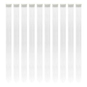 White Hair Extensions Clip in, 22 Inch 10 Pcs Long Straight Colored, for Kids Girls Women Highlights Party, Synthetic