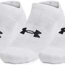 Under Armour Unisex-Adult Training Cotton No Show Socks 3 Pack, (100) White/ White/ Black, Large