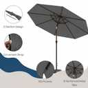Tobeos 10 FT Outdoor Patio Umbrella, 2 Tiers Market Table Umbrella with 8 Sturdy Ribs, Push Button Tilt and Crank, UPF50+ UV Protection for Deck, Pool, Garden and Backyard, Gray