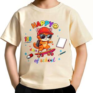 100 Days of School Shirt for Kids Boys Girls Funny 100th Day of School Toddler Graphic Short Sleeve T-Shirt 3-7T