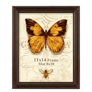 Splinterix 11x14 picture frame, Photo Frame for Wall or Tabletop Display, Ornate Vintage 11 x 14 Picture Frames with Real Glass, Display Poster 8x10 with Mat or 11x14 without Mat for Antique Dco, Brown, 1 Pack