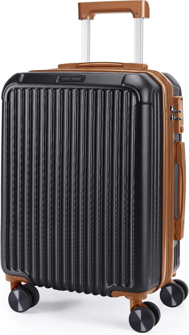 LIGHT FLIGHT Carry On Luggage 22x14x9 Airline Approved Suitcase,Black/Brown
20" Expandable Carry On Suitcases with Wheels, Lightweight Luggage, Durable Hard ShellRolling Suit Case for Men Women Travel