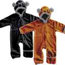 Cuddle Club Fleece Baby Bunting Bodysuit with Hood, Convertible Mittens & Booties, Car Seat Friendly, Soft & Warm, Easy Zip (2T, Bear - Black & Brown (2 Pack))