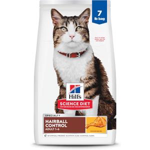 Hill's Science Diet Adult 1-6 Hairball Control Dry Cat Food, Chicken, 7 lb. Bag