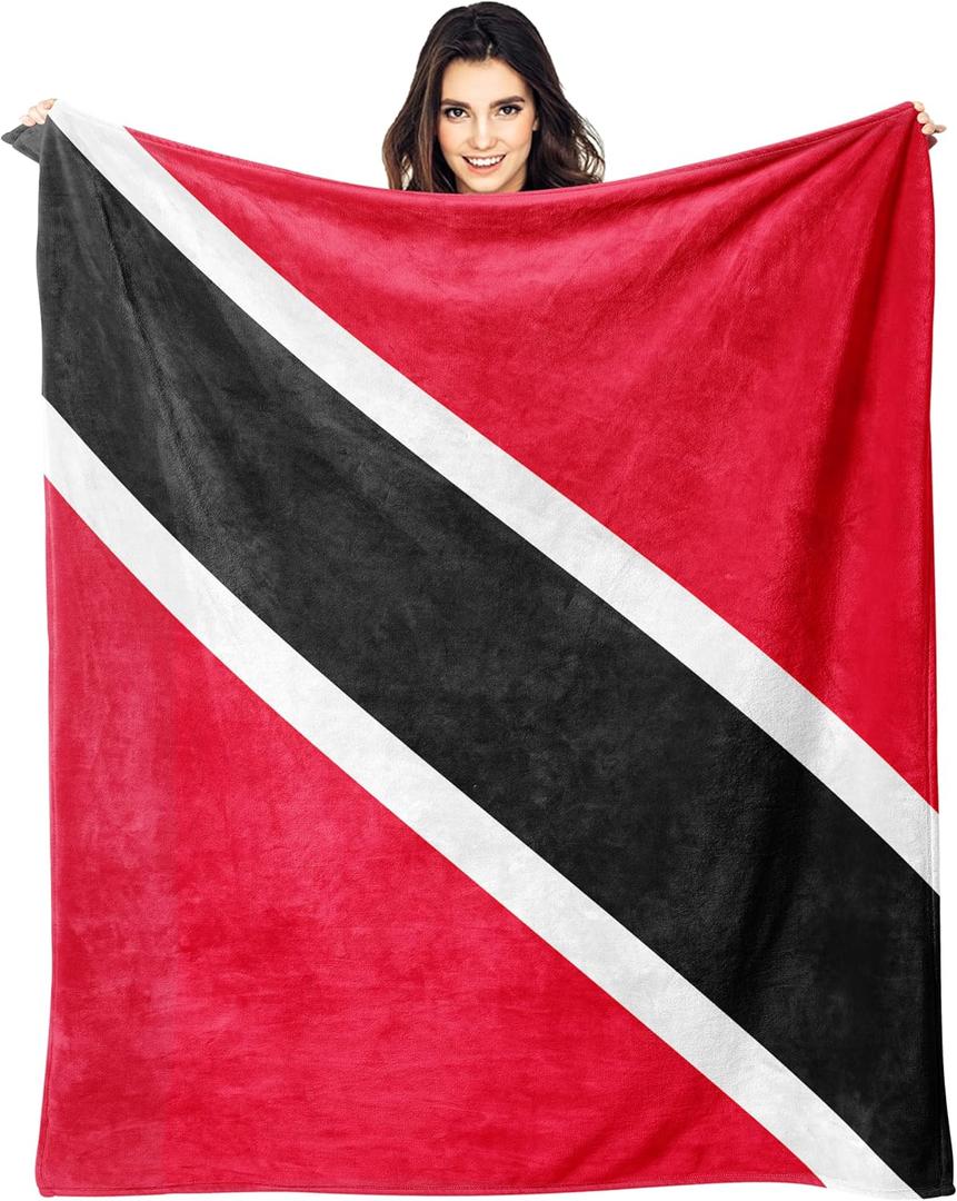 Trinidad and Tobago Tobagonian Flag Throw Blanket Flannel Blankets Soft Warm Cozy Lightweight Bed Throws for Bedroom Living Room Sofa Couch Home Decor 60“x50”