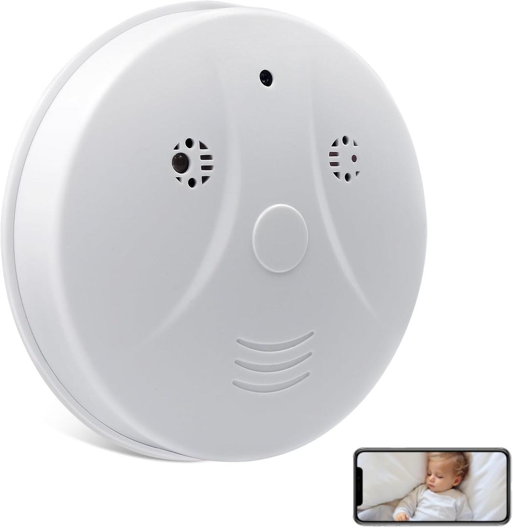 Smoke Detector Hidden Camera 1080P WiFi Wireless Cameras Small Cam with Motion Detection and Night Vision, Indoor Spy Camera for Home Security
