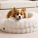 EHEYCIGA Dog Bed Medium Size Dog, Fluffy Small Dog Couch with Removable Washable Cover, Bolster Pet Sofa, Waterproof and Non-Slip, 30" x 30"x 8.5", Cream