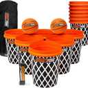 BasketPong Giant Yard Pong and Basketball Game with 12 Buckets, 2 Balls, Carrying Bag, and Air Pump Outdoor Game for Lawn, Backyard, Beach, and Parties