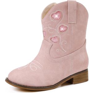 Motasha Toddler Cowgirl Boots Girls Cowboy Boot Ankle Toddler Girls Boot Kids Boots Horse Riding Shoes Birthday Party (Pink)