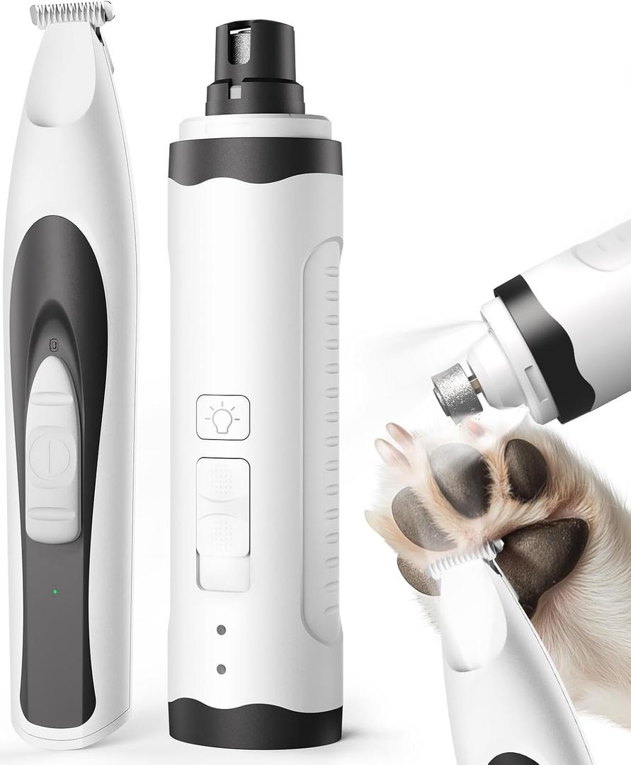 oneisall Quiet Dog Trimmer for Paws Dog Nail Grinder Paw Trimmer with 2 LED Lights 35dB Grooming Kit Safe Nail Kit Cordless Rechargeable Electric Clippers