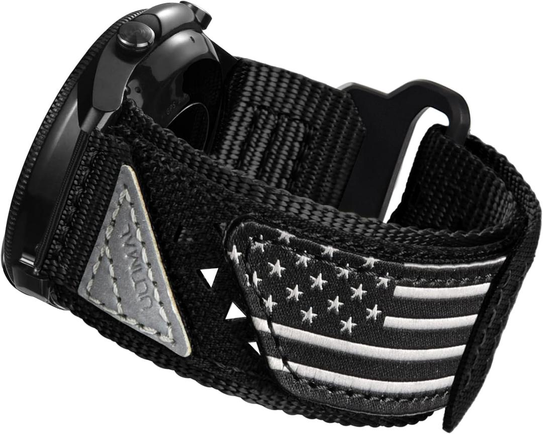 ULTIMAL Band Compatible with Samsung Galaxy Watch 3 45mm/Galaxy Watch 46mm/Gear S3 Frontier/Classic, 22mm Nylon Sports Strap for Men Women (Black, USA Flag)