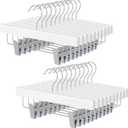 TOPIA HANGER 11.8 Inch White Wooden Pants Skirt Hangers for Kids Baby Toddler Children, Extra Thick Chrome Hooks & Anti-Wrinkle Premium Flat Clips 20 Pack CT09PW20