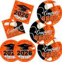 Gatherfun Graduation decorations 2026 Orange Graduation Party Plates and Napkins Disposable Paper Plates Luncheon Napkins for Congrats Grad Party Decorations, Serve 50