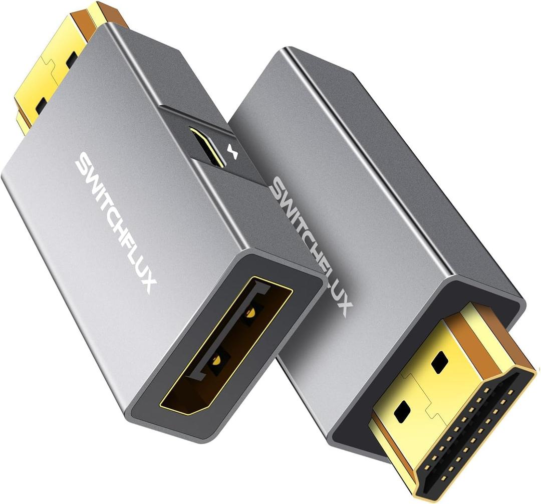 HDMI to Displayport Adapter [2 Pack], 4k@60Hz HDMI to Displayport Converter, Aluminium HDMI Male to DP Female Adapter Compatible with PC, Graphics Card, Laptop and More, 1.96 inch, Grey
