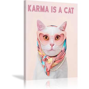 BFKDKG Taylor Poster wall art, Canvas wall art, Karma Is A Cat Album Prints, Lyrics Poster for Bedroom, Pink Room Wall Decor, Music Art Wall Decor for Girls Fans 16x24in (24L" x 16W")