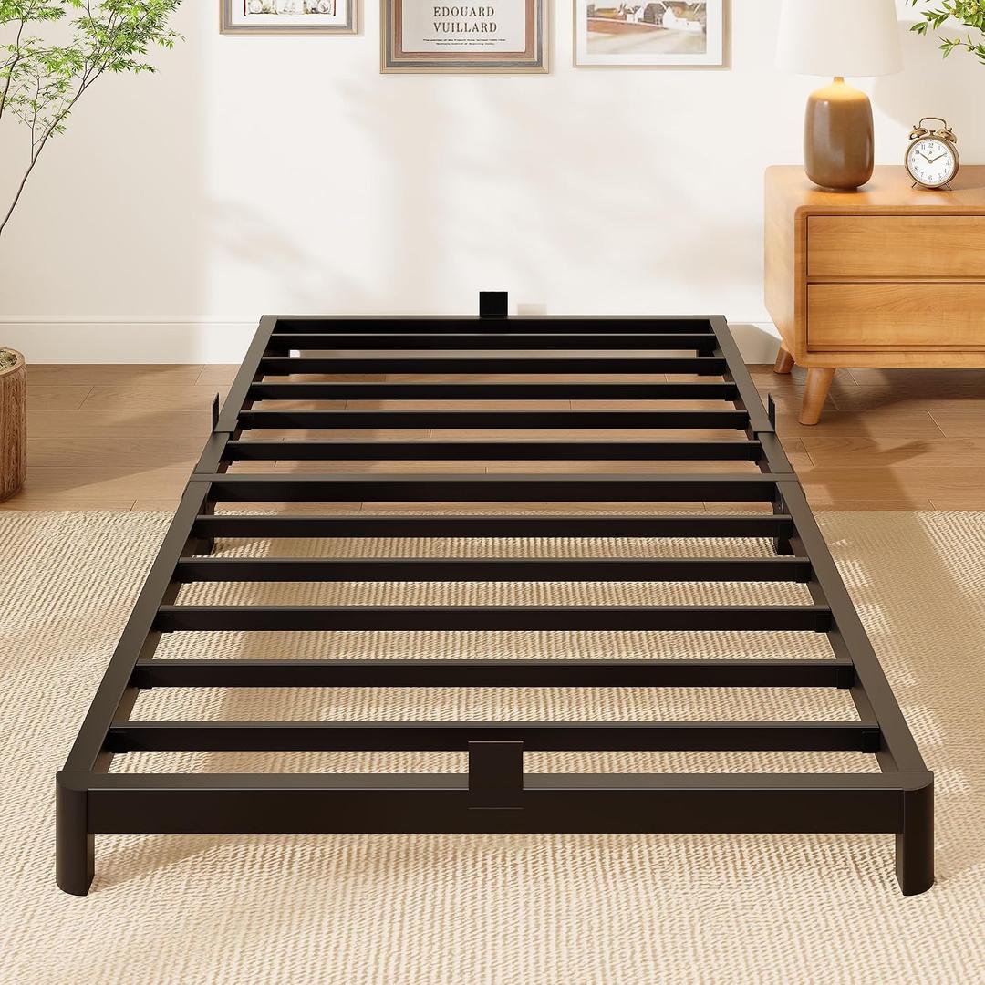 Twin Bed Frame, 4 Inch Low Profile Metal Platform Bed Frame with Round Legs