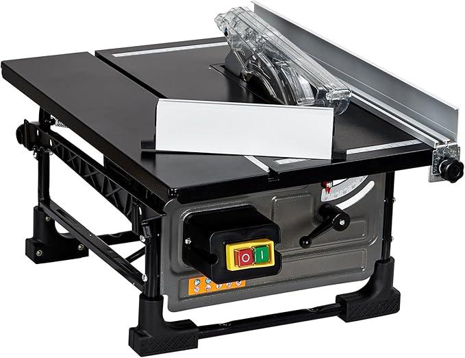 8-inch Table Saw for Jobsite, 6.7-Amp Copper Motor, Cutting Speed up to 3576RPM, 24T Blade, Compact Portable Table Saw Kit, with Sliding Miter Gauge DIY Woodworking and Furniture Making, Grey