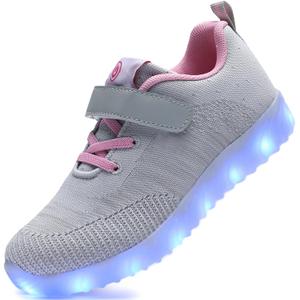 AoSiFu Kids Light Up Shoes Toddler Girls Boys Breathable Led Flashing Sneakers USB Charge grey31