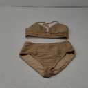 Herseas 2 Piece Bestselling Bikini Set U-Wire Cutout Swimsuit High Waisted Textured 2025 Summer Beach Swim Bathing Suits (Light Brown) L