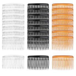 TaShow Hair Side Combs for Women Fine Thin Hair, 14 Teeth Decorative Hair Combs for Women Girls Bridal Wedding Veil (Black, Transparent and Orange)