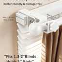 Over Blinds Curtain Rod Brackets for Outside Mounted, No-Drill Blinds Curtain Rod Holders for 1.3-2" Rectangular Headrails, Tool-Free & No Wall Damage, Apartment & Renter Friendly (Set of 4, White)