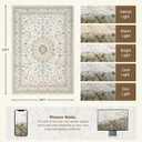 8x10 Area Rugs for Living Room: Washable Rug Soft Vintage Boho Carpet Indoor Floor Non-Slip Stain Resistant Floral Large Carpets for Bedroom Dining Room Farmhouse Nursery Home Office Beige