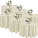 Fitable 6 Pack Ivory Round Table Clothes - 90 Inches in Diameter - Stain Resistant and Washable Tablecloths, Polyester Fabric Table Covers for Wedding, Party, Banquet, Gathering