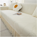 2025 Sofa Slipcovers with Ruffle Skirt 2 Seater Stretch Sofa Seat Cushion Covers Jacquard Plush Couch Covers Easy Fit Washable Furniture Covers for Living Room(Beige,2 seaters(145-185cm))