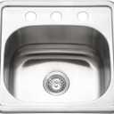 15 Inch Small Kitchen Sink, Topmount Stainless Steel Bar & RV Sink | 15x15x6 Inch Drop-in Single Bowl Sink with Drainer, 3-Hole Brushed Finish for Home & Apartment