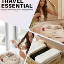 Hot Tools Travel Case with Heat Resistant Mat Pouch, Large Hair Tool Organizer Bag for Curling Iron Flat Iron Hair Dryer Hot Air Brush, Water Resistant Makeup Bag Gift for Women, Beige