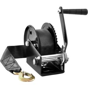VEVOR Boat Winch,1200 lbs Capacity Hand Boat Trailer Winch Heavy Duty Rope Crank with 23 ft Polyester Strap and Two-Way Ratchet, Manual Operated Hand Crank Winch for Trailer, Boat or ATV Towing