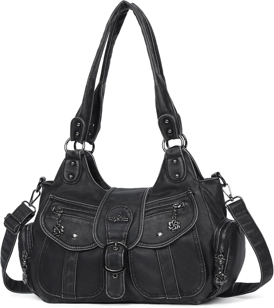 Angel Kiss Hobo Bags for Women Vegan Leather Shoulder Purses and Handbags Ladies Roomy Tote Bags Purse with Crossbody Strap
