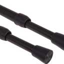 2PCS Shower Curtain Rod No Drilling, Spring Tension Rod, 27-47 Inch, 1/2 Inch Diameter, Rubber Cap on Either End, Black