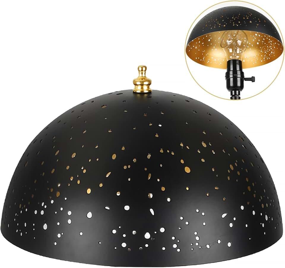 ALUCSET Small Dome Lamp Shades Set of 2, Metal Dome Light Bulb Cover, Clip On Lampshades for Ceiling Fixture, Table Lamp, Wall Light, Starry Night Light Shade, 8" Diameter x 4" Height