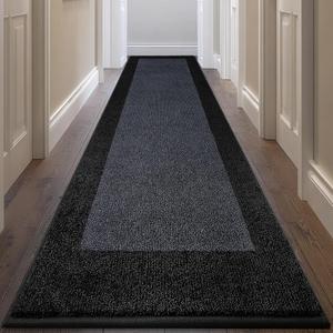 Machine Washable Runner Rug 32" x 120", Non Slip Kitchen Mat for Floor, Absorbent Entryway Rug for Kitchen, Bedroom, Living Room, Hallway, Door (Roll Packing) (Charcoal)