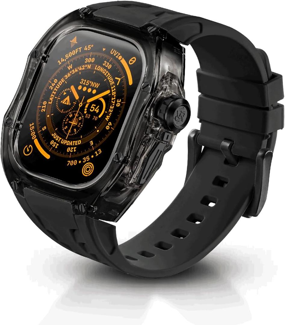 Rugged Case with Band for Apple Watch Ultra 3/2/1 49mm, Translucent Heavy Duty Case with Military Sport Strap for Men, Tactical Grade Shockproof Bumper Cover for iWatch, B-BR