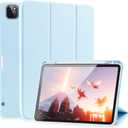 SIWENGDE Cases for iPad Pro 12.9 Case 6th/5th/4th Generation (2022/2021/2020) with Pencil Holder [Apple Pencil Wireless Charging] Soft TPU Smart Tri-fold Stand Protective Cover(Light Blue)