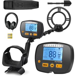 Upgraded Metal Detector for Adults Professional - High Accuracy Gold Finder with DSP Chip & 10" IP68 Waterproof Search Coil, 12" Deep Detection and 60" Adjustable Length for Beach & Yard (Dark Gray Black)
