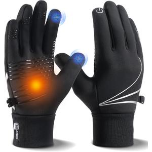 RUIXUE Winter Gloves for Men Women, Warm Thermal Windproof Touchscreen Non-Slip (Medium, Black)