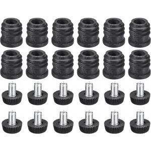 uxcell 12Pcs Inserts for Round Tubes with Leveling Feet, for 16mm/0.63" OD Round Tube, M6-1.0mm Thread Black Plastic Furniture Chair Blanking End Caps Insert Plugs