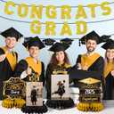 11PCS Prom 2025 Graduation Decorations Honeycomb Photo, Congrats Grad Banners and Table Honeycomb Photo Centerpiece Congratulate Graduation Table Toppers for Party Supplies