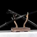 41 in All Black Japanese Samurai Katana Sword Functional Damascus Folded Steel