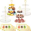 supernal 3 Tier Cupcake Stands, 6pcs Plastic Trays, Cake Platters Includes 6 pcs Pastry Trays,4 Pack Cupcake Dessert Stand