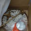 Antique Gold Chandelier, Coastal Wood Bead Chandelier, 4-Light Boho Dining Room Hanging Fixture for Kitchen, Foyer and Bedroom