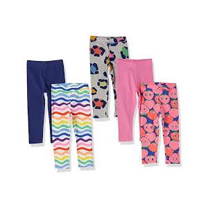 Amazon Essentials Girls Leggings 4T 4 Pcs (Color and design may vary)